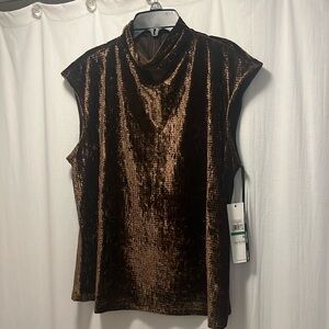 Size L Calvin Klein Sleeveless Brown Velvet Top New
